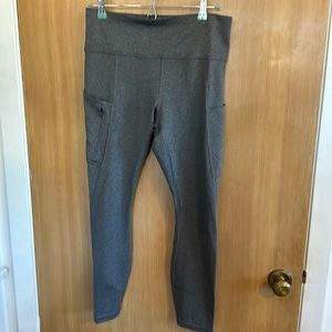 Athleta stash tights, grey Heather M with pockets